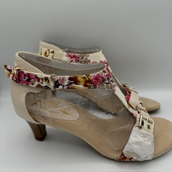 Aerosoles A2 Heelrest Floral / Beige Peep Toe Sandals Size 8.5 NEW!!! - Picture 3 of 6